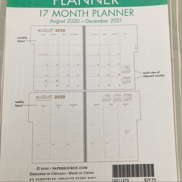 NWT 2021 Papersource Planner, Blush Stripe - Picture 9 of 11